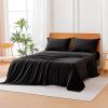 imageAmazon Basics Jersey Microfiber 4Piece Sheet Set Wrinkle Free and Easy Fit 1 Flat Sheet 1 Fitted Sheet and 2 Pillowcases Queen WhiteBlack