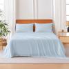 imageAmazon Basics Jersey Microfiber 4Piece Sheet Set Wrinkle Free and Easy Fit 1 Flat Sheet 1 Fitted Sheet and 2 Pillowcases Queen WhiteBlue