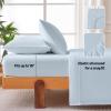 imageAmazon Basics Jersey Microfiber 4Piece Sheet Set Wrinkle Free and Easy Fit 1 Flat Sheet 1 Fitted Sheet and 2 Pillowcases Queen WhiteBlue