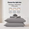 imageAmazon Basics Jersey Microfiber 4Piece Sheet Set Wrinkle Free and Easy Fit 1 Flat Sheet 1 Fitted Sheet and 2 Pillowcases Queen WhiteGrey