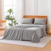 imageAmazon Basics Jersey Microfiber 4Piece Sheet Set Wrinkle Free and Easy Fit 1 Flat Sheet 1 Fitted Sheet and 2 Pillowcases Queen WhiteGrey