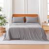 imageAmazon Basics Jersey Microfiber 4Piece Sheet Set Wrinkle Free and Easy Fit 1 Flat Sheet 1 Fitted Sheet and 2 Pillowcases Queen WhiteGrey