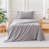 imageAmazon Basics Jersey Microfiber 4Piece Sheet Set Wrinkle Free and Easy Fit 1 Flat Sheet 1 Fitted Sheet and 2 Pillowcases Queen WhiteGrey