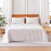 imageAmazon Basics Jersey Microfiber 4Piece Sheet Set Wrinkle Free and Easy Fit 1 Flat Sheet 1 Fitted Sheet and 2 Pillowcases Queen WhiteWhite