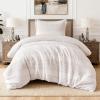 imageAmazon Basics Waffle Weave Microfiber 3Piece Duvet Cover Set Includes 1 Duvet Cover and 2 Pillow Shams King Pink StripedDark Grey Striped