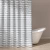 imageAmazon Basics Geometric Jacquard Fabric Shower Curtain for Bathroom Lightweight Waterproof and Washable 72quot W x 74quot L Grey StripedGrey Striped