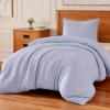 imageAmazon Basics Jacquard Geometric Microfiber 3Piece Duvet Cover Set Includes 1 Duvet Cover and 2 Pillow Shams Queen Blue StripedBlue Striped