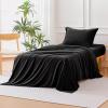 imageAmazon Basics Jersey Microfiber 4Piece Sheet Set Wrinkle Free and Easy Fit 1 Flat Sheet 1 Fitted Sheet and 2 Pillowcases Queen WhiteBlack