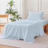imageAmazon Basics Jersey Microfiber 4Piece Sheet Set Wrinkle Free and Easy Fit 1 Flat Sheet 1 Fitted Sheet and 2 Pillowcases Queen WhiteBlue