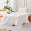imageAmazon Basics Jersey Microfiber 4Piece Sheet Set Wrinkle Free and Easy Fit 1 Flat Sheet 1 Fitted Sheet and 2 Pillowcases Queen WhiteWhite