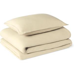 imageAmazon Basics Brushed Microfiber Comforter Set Extra Soft with Natural Texture 3Piece King BeigeBeige