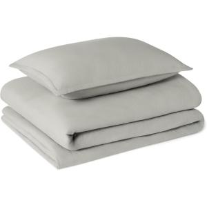 imageAmazon Basics Brushed Microfiber Comforter Set Extra Soft with Natural Texture 3Piece King BeigeGrey