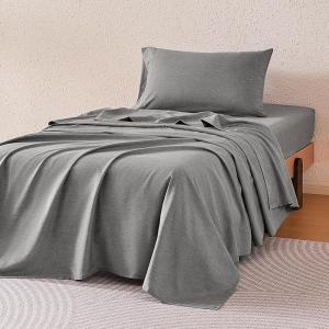 imageAmazon Basics Cationic Microfiber 4Piece Sheet Set Wrinkle Free and Easy Fit 1 Flat Sheet 1 Fitted Sheet and 2 Pillowcases Queen GreyGrey