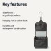 imageAmazon Essentials Waterproof Travel Toiletry Bag for Men and Women Hanging Toiletry Bag Dopp Kit with 2 Side Pockets Multiple Interior Pockets Handles Bathroom SpillsSplashes Black