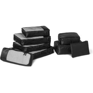 imageAmazon Essentials Ultralight packing Cubes Packing Organizer black 8 pack Black
