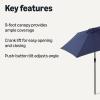 imageAmazon Basics Patio Umbrella Crank Lift and Push Button Tilt 9 Foot NavyNavy