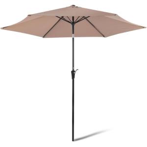 imageAmazon Basics Patio Umbrella Crank Lift and Push Button Tilt 9 Foot NavyTan