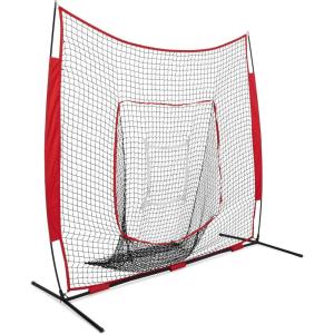 imageAmazon Basics Portable Baseball ampamp Softball Practice NetRed  White  Black