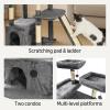 imageAmazon Basics 68Inch Large Cat Tree Tower MultiLevel Activity Center with 2 Large Condos Multiple Sisal Scratching Posts and Hanging Pompoms Gray68 in