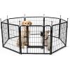 imageAmazon Basics Dog Playpen 8 Panels Metal Fence with Door Foldable for Indoor and Outdoor Use Suitable for Small to Medium Sized Dogs 42 Inch Height BlackBlack
