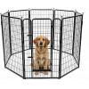imageAmazon Basics Dog Playpen 8 Panels Metal Fence with Door Foldable for Indoor and Outdoor Use Suitable for Small to Medium Sized Dogs 42 Inch Height BlackBlack