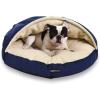 imageAmazon Basics Pet Cave Bed for Dog With Removal Nesting Cave Cover Fits up to 35lbs Pets 30 x 30 x 125 inches BlueBlue