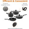 imageAmazon Basics 10 Piece Hard Anodized Nonstick Stackable Cookware Pots and Pans Set Space Saving made without PFOA Black