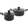 imageAmazon Basics 10 Piece Hard Anodized Nonstick Stackable Cookware Pots and Pans Set Space Saving made without PFOA Black
