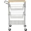 imageAmazon Basics 3Tier Metal Basket Rolling Cart with Wood Top Silver