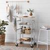 imageAmazon Basics 3Tier Metal Basket Rolling Cart with Wood Top Silver