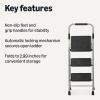 imageAmazon Basics Folding 3 Step Portable Ladder with Wide AntiSlip Pedal Black