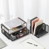 imageAmazon Basics Mesh Desk Organizer with Sliding Drawer Double Tray and 5 Upright Sections Black