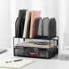 imageAmazon Basics Mesh Desk Organizer with Sliding Drawer Double Tray and 5 Upright Sections Black