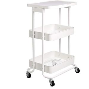 imageAmazon Basics 2Tier Metal KitchenUtility Cart with Shelf White