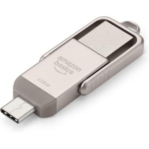 imageAmazon Basics USB Flash Drive Thumb Drive Memory Stick with USB C and USB A Dual Ports 128GB Champagne Silver128GB