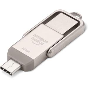 imageAmazon Basics USB Flash Drive Thumb Drive Memory Stick with USB C and USB A Dual Ports 128GB Champagne Silver256GB