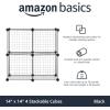 imageAmazon Basics 4 Cube Storage Organizer  Wire Grid Closet and Storage Shelves Stackable White 14quotx14quotx14quotBlack