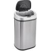imageAmazon Basics Automatic Trash Can with Lid HandsFree Stainless Steel DShaped 80 l 2 Bins