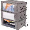 imageAmazon Basics Foldable Large Zipper Storage Bag Organizer Cubes with Clear Window ampamp Handles 3Pack Gray