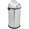imageAmazon Basics Round Stainless Steel Trash Can with Swing lid  65 litre 172 Gallon Silver Black