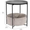 imageAmazon Basics Round Storage End Table Side Table with Cloth Basket Dusty Pink 177quotD x 177quotW x 189quotHCharcoal