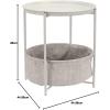 imageAmazon Basics Round Storage End Table Side Table with Cloth Basket Dusty Pink 177quotD x 177quotW x 189quotHWhite