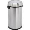 imageAmazon Basics Round Stainless Steel Trash Can with Swing lid  65 litre 172 Gallon Silver Black