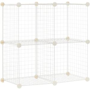 imageAmazon Basics 4 Cube Storage Organizer  Wire Grid Closet and Storage Shelves Stackable White 14quotx14quotx14quotWhite