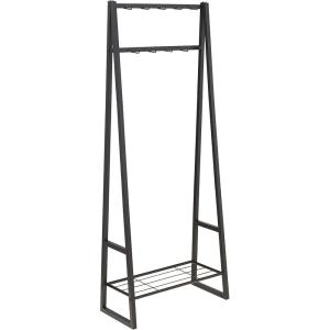 imageAmazon Basics 9 Hooks Coat Rack Hallstand Entryway Shoe Bench with Metal 1Tier Shelf 13quot D x 276quot W x 69quot H BlackBlack