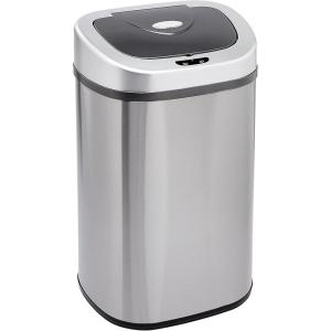 imageAmazon Basics Automatic Trash Can with Lid HandsFree Stainless Steel DShaped 80 l 2 Bins