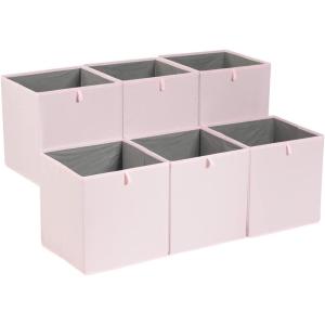 imageAmazon Basics Cube Organizer Bins Collapsible Storage Baskets for Shelves Peony Pink Pack of 6 13x15x13quot