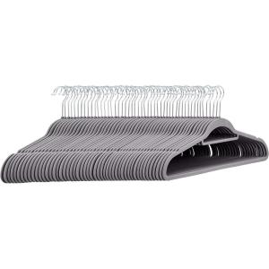 imageAmazon Basics Heavy Duty NonSlip Velvet Suit Hangers with Horizontal Tie Bar 50Pack Dark Gray
