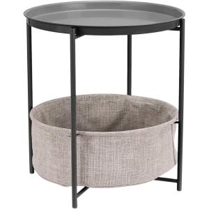 imageAmazon Basics Round Storage End Table Side Table with Cloth Basket Dusty Pink 177quotD x 177quotW x 189quotHCharcoal