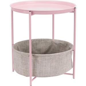 imageAmazon Basics Round Storage End Table Side Table with Cloth Basket Dusty Pink 177quotD x 177quotW x 189quotHDusty Pink